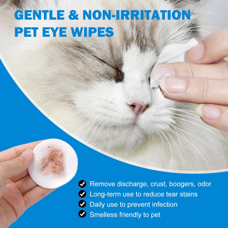 Opula 300Pcs Dog Eye Wipes Biodegradable, Hypoallergenic Cat Dog Eye Cleaner, Pet Tear Stain Remover Wipes | Wrinkle, Face, Eye Cleaner Pads to Gently Remove Discharge, Crust | Unscented Pet Tear Wipe - Image 2