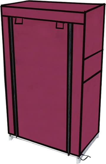 SANAMSTORE SANAMSTORE Multipurpose 5 Tier 100GSM Dustproof Fabric Cover Metal Wardrobe for Home Office Storage RoomMaroon DIY - Image 4