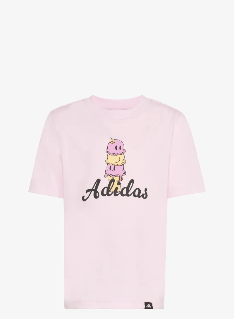 اديداس تيشيرت مزيّن برسومات طعام مرحة للأطفال