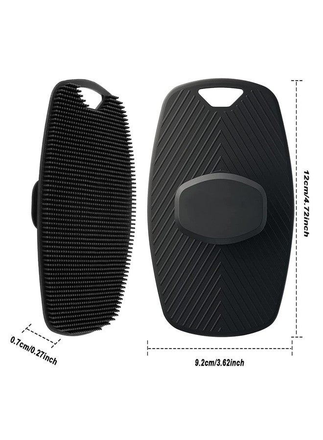 ETSAP Silicone Body Scrubber & Bath Body Brush Set | Long Handle Back Scrubber & Handheld Body Scrubber Combo | Deep Exfoliating Massage Brush for Shower | Hygienic & Easy to Clean (Black) - Image 3