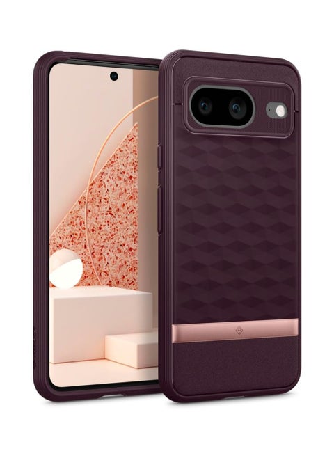 Caseology Parallax [Grade Drop Tested] TPU Case for Google Pixel 8 Case 5G, 3D Pattern (2023) - Burgundy