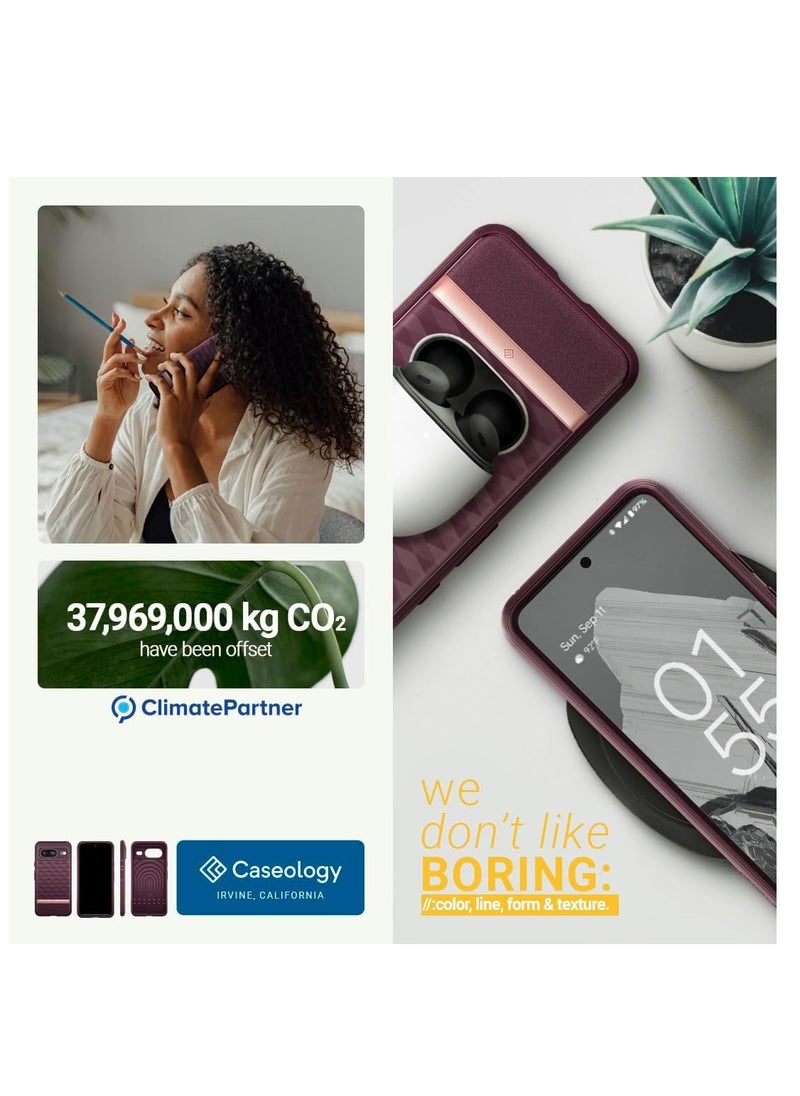 Caseology Parallax [Grade Drop Tested] TPU Case for Google Pixel 8 Case 5G, 3D Pattern (2023) - Burgundy