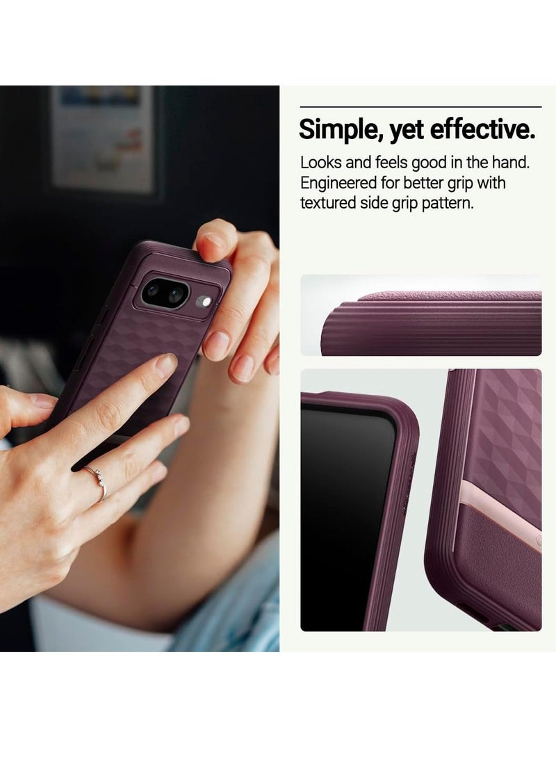 Caseology Parallax [Grade Drop Tested] TPU Case for Google Pixel 8 Case 5G, 3D Pattern (2023) - Burgundy