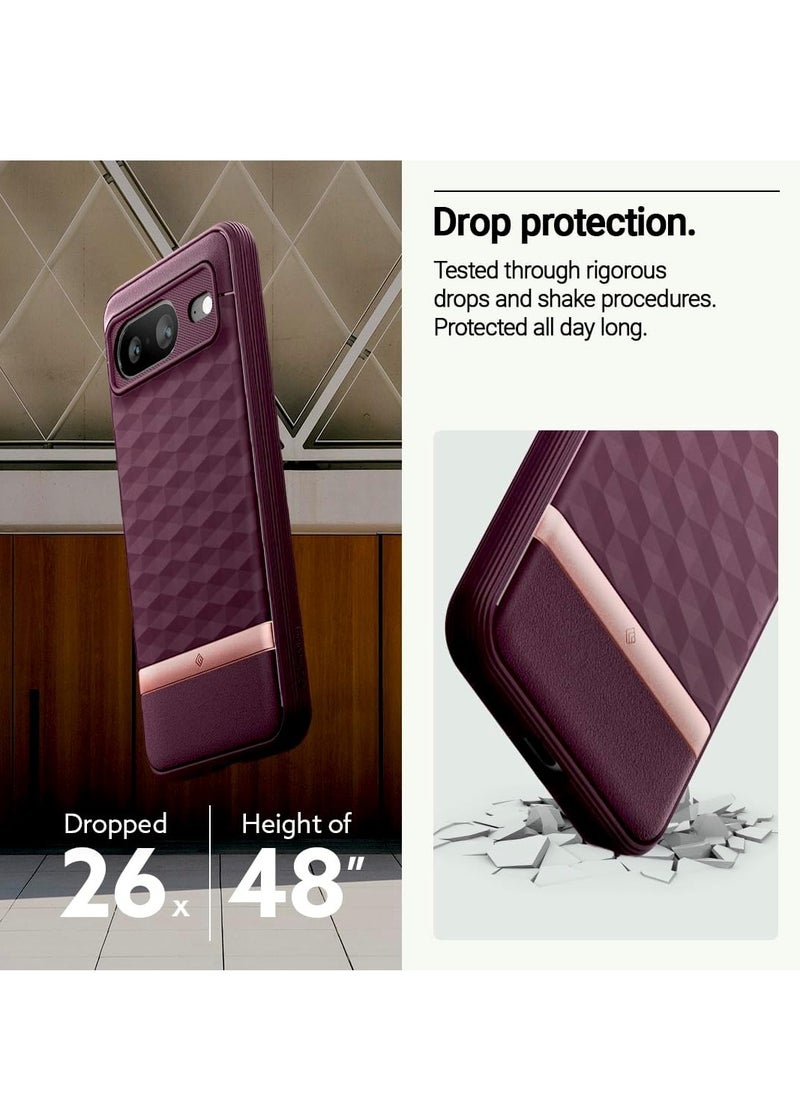 Caseology Parallax [Grade Drop Tested] TPU Case for Google Pixel 8 Case 5G, 3D Pattern (2023) - Burgundy