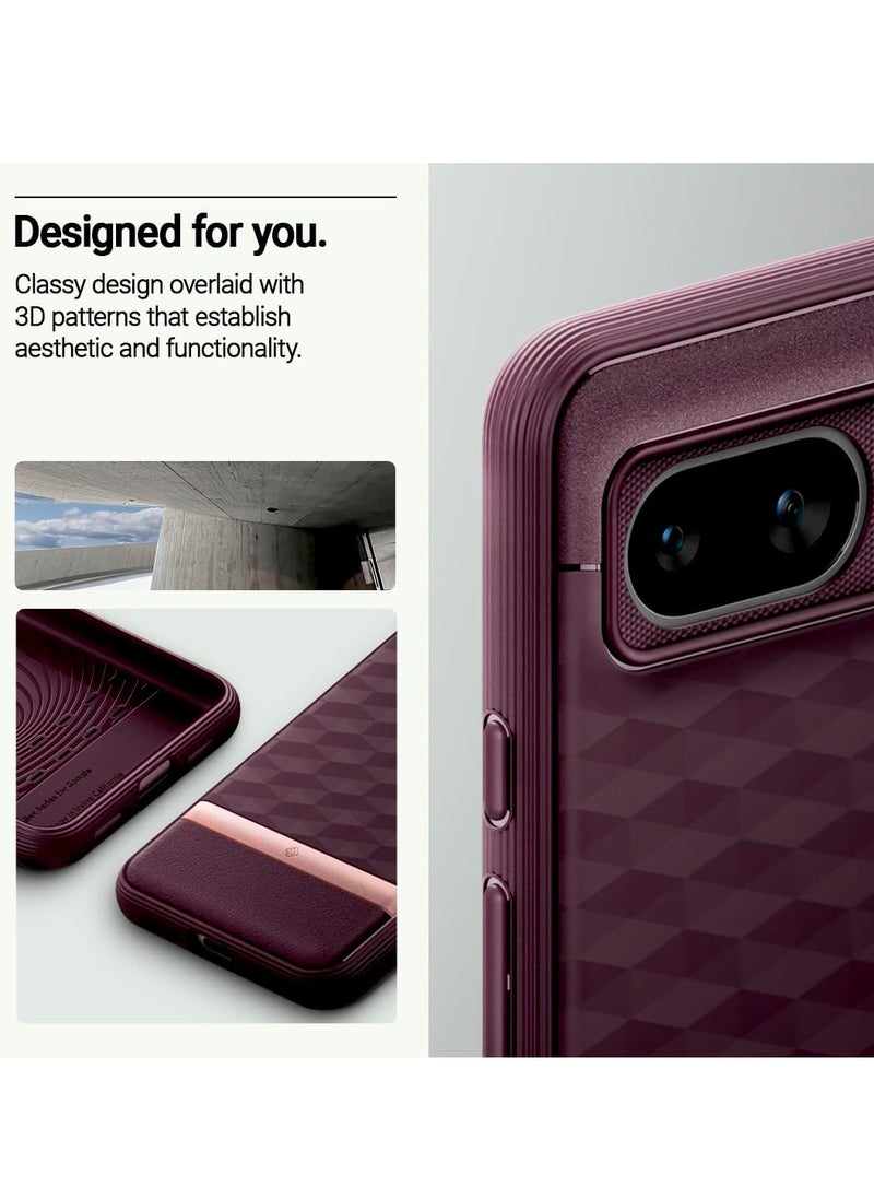 Caseology Parallax [Grade Drop Tested] TPU Case for Google Pixel 8 Case 5G, 3D Pattern (2023) - Burgundy