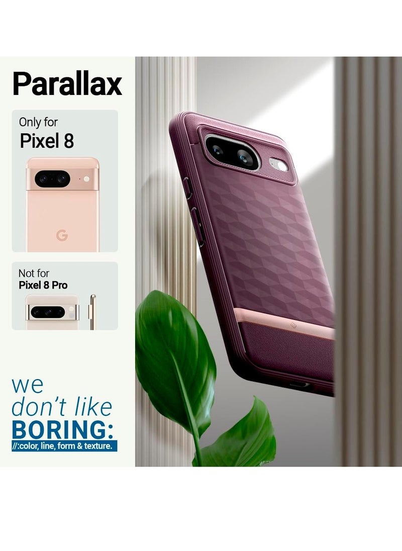 Caseology Parallax [Grade Drop Tested] TPU Case for Google Pixel 8 Case 5G, 3D Pattern (2023) - Burgundy