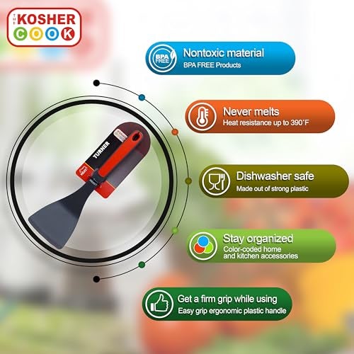 The Kosher Cook Meat Red Turner Spatula, Heavy Duty Silicone Kitchen Utensil for Cooking and Baking, Ergonomic Handle and Comfortable Grip - Color Coded Kitchen Tools - Image 3