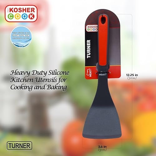 The Kosher Cook Meat Red Turner Spatula, Heavy Duty Silicone Kitchen Utensil for Cooking and Baking, Ergonomic Handle and Comfortable Grip - Color Coded Kitchen Tools - Image 4