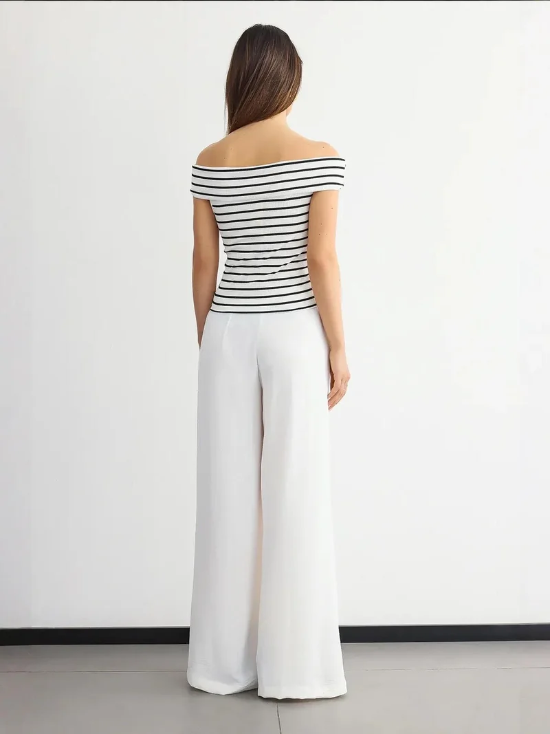 HICCUP Striped Off-Shoulder Top