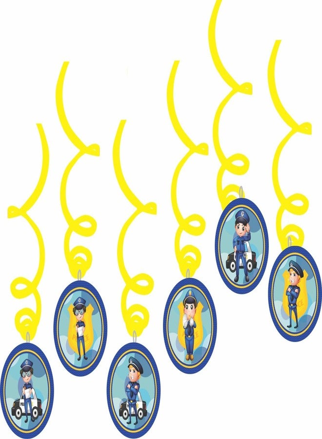 Untumble Police Theme Birthday Decoration For Boys | Swirls & Toppers Kit For Police Birthday Decoration | Includes Swirls, Cake & Cup Cake Toppers, Happy Birthday Banner & Balloons | Pack of 56 - Image 5