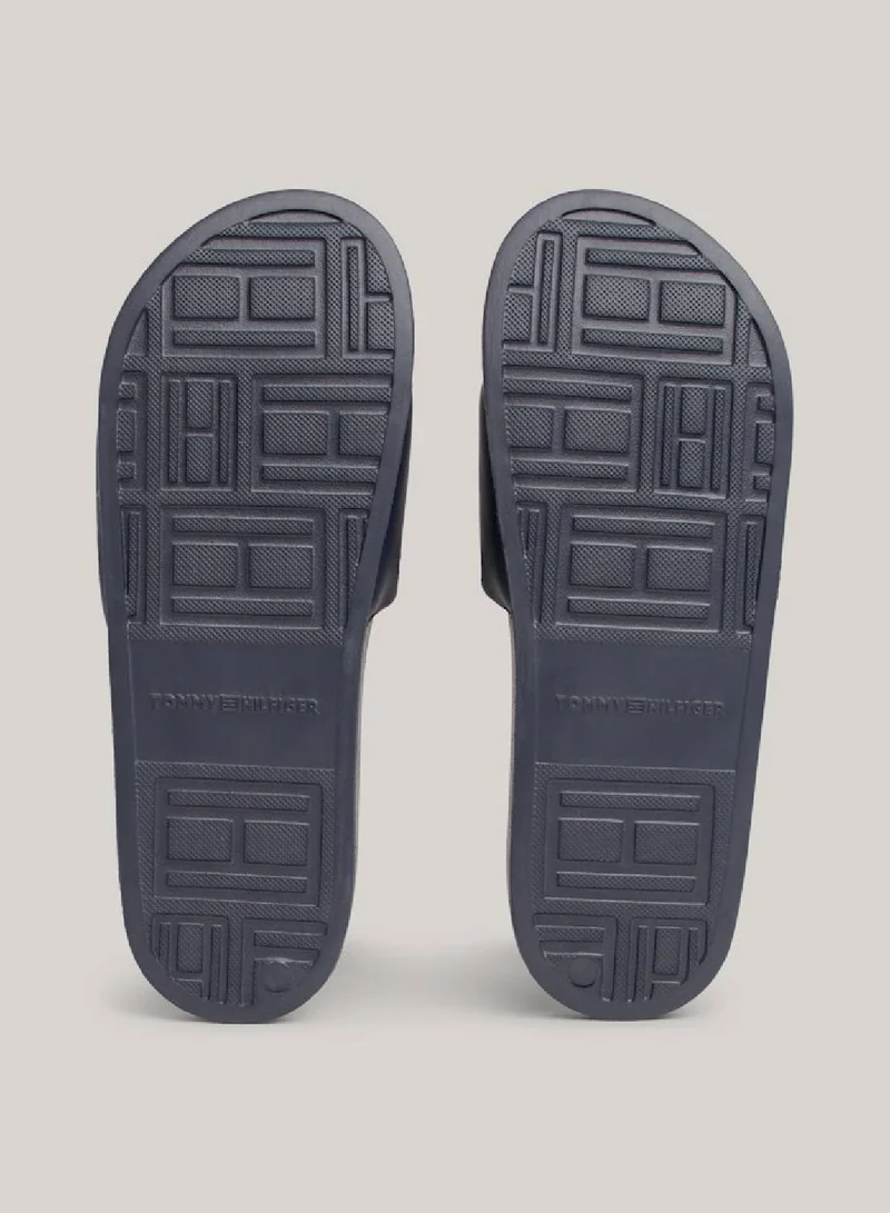 TOMMY HILFIGER Men's Logo Strap Pool Slides/ Sandales  -  Polyurethane mix upper, Blue