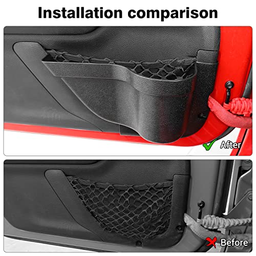 JeCar Door Pockets Front Door Storage Boxes Door Net Pocket Replacement, Interior Accessories for Jeep Wrangler JK JKU 2011-2018 - Image 3