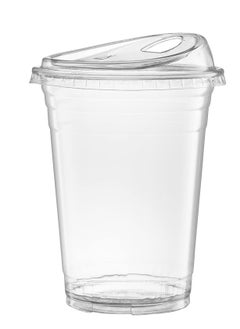 Generic Clear Plastic Drinking Cups with Lids 16 oz 50 Strawless Cups  - Image 4