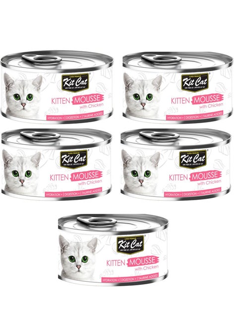 5Pc Kitten Mousse with Chicken Kittens Wet Food 80g