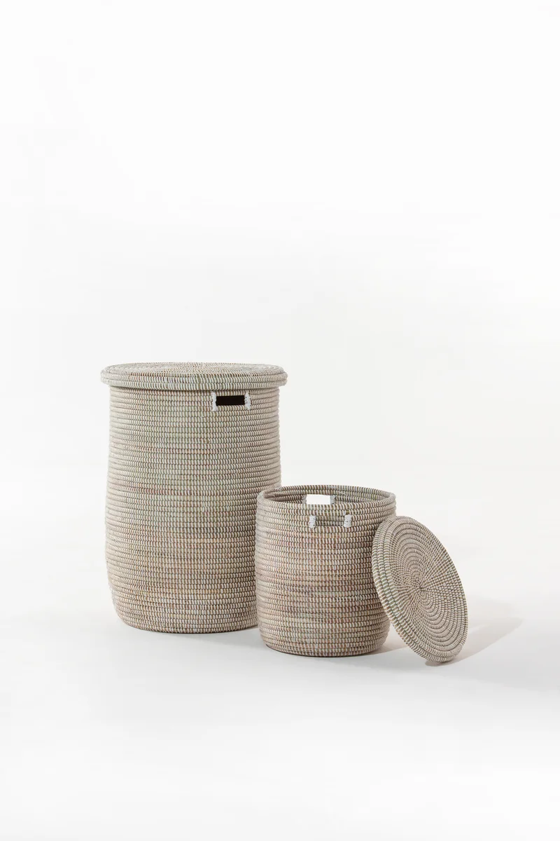 هومكود سلة تشينارا بيضاء مصنوعة يدوياً