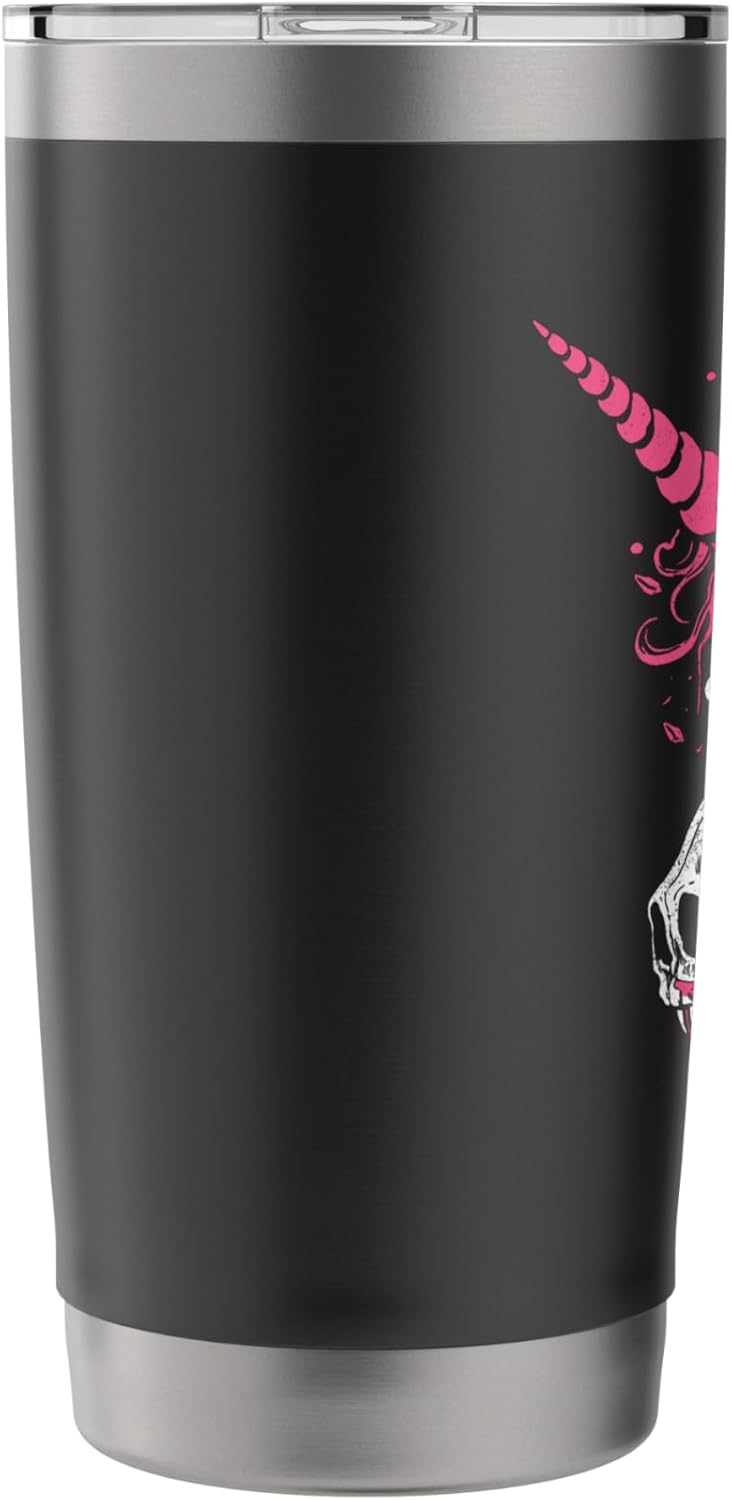 Halloween Awesome Unicorn Skeleton Skull Gothic Spooky Pink Halloween Stainless Steel Insulated Tumbler - Image 4