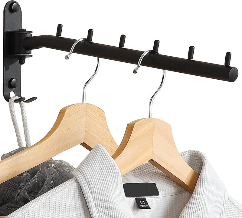 Alise Wall Mounted Drying Rack,Swivel Clothes Drying Rack Stainless Steel,Space Saving Clothes Hanger Rack,Heavty Duty Clothes Wall Drying Rack for Laundry Closet Bedroom/Bathroom,Matte Black - Image 1