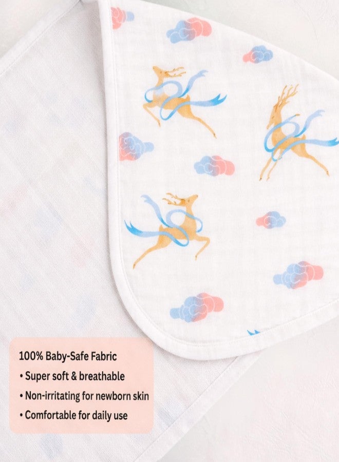 Nestlooms 100% Organic Cotton Muslin Baby Burp Cloths (21 X 10 inches), Ultra-Soft, Extra Absorbent Hankies & Napkins, Large Size Burping Cloth for Newborns & Infants Boys & Girls (Sky Dancer) - Image 2