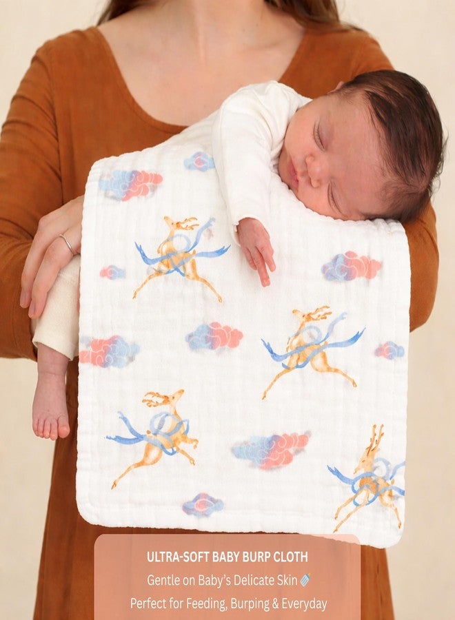 Nestlooms 100% Organic Cotton Muslin Baby Burp Cloths (21 X 10 inches), Ultra-Soft, Extra Absorbent Hankies & Napkins, Large Size Burping Cloth for Newborns & Infants Boys & Girls (Sky Dancer) - Image 5