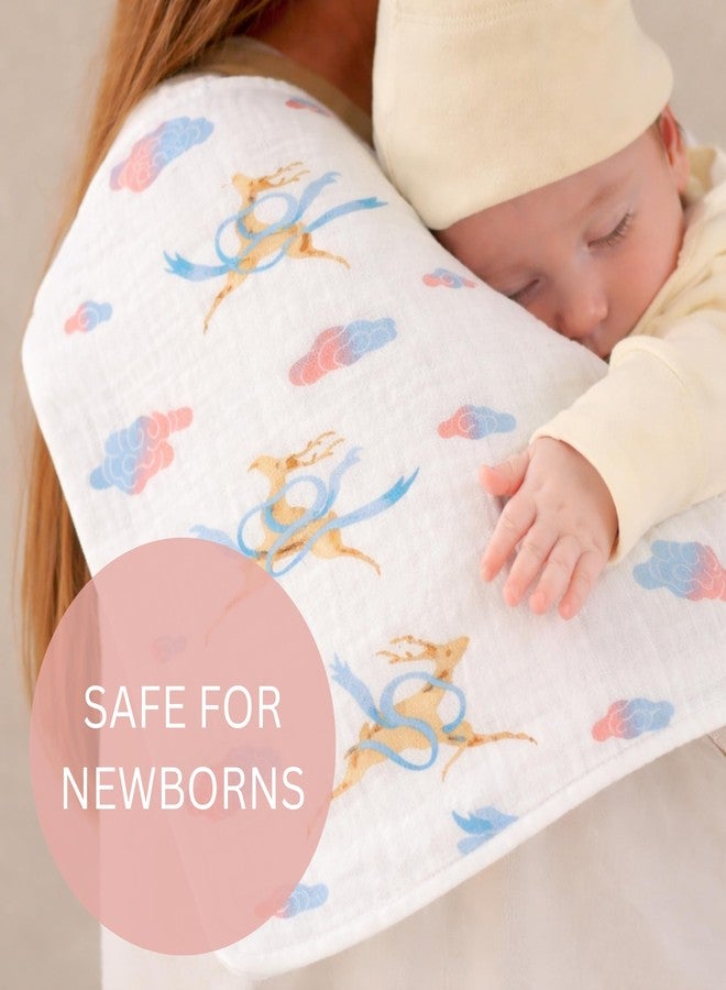 Nestlooms 100% Organic Cotton Muslin Baby Burp Cloths (21 X 10 inches), Ultra-Soft, Extra Absorbent Hankies & Napkins, Large Size Burping Cloth for Newborns & Infants Boys & Girls (Sky Dancer) - Image 3
