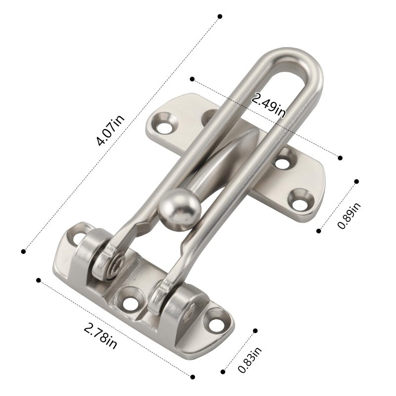 ويل ميد مزلاج قفل باب متأرجح من ويل ميد، مزلاج أمان للباب لحماية الأطفال وأمن المنزل، مشبك حماية معزز لمزلاج الباب (نيكل ساتان، عبوة واحدة) - Image 3