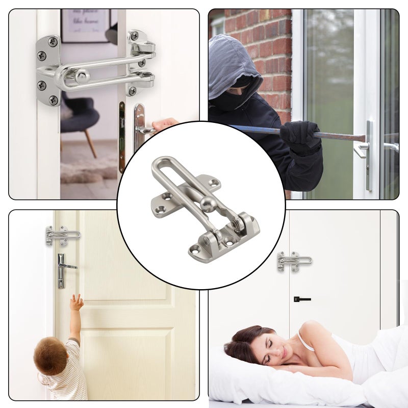 ويل ميد مزلاج قفل باب متأرجح من ويل ميد، مزلاج أمان للباب لحماية الأطفال وأمن المنزل، مشبك حماية معزز لمزلاج الباب (نيكل ساتان، عبوة واحدة) - Image 5