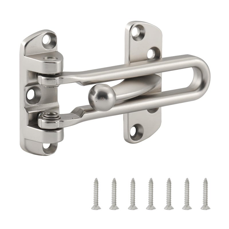 ويل ميد مزلاج قفل باب متأرجح من ويل ميد، مزلاج أمان للباب لحماية الأطفال وأمن المنزل، مشبك حماية معزز لمزلاج الباب (نيكل ساتان، عبوة واحدة) - Image 1