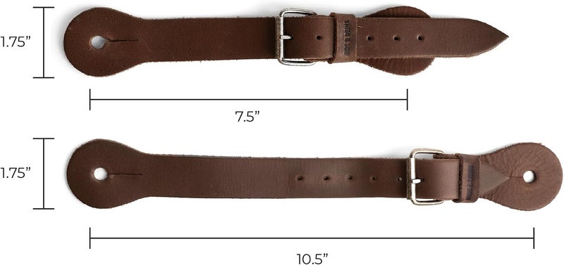 Hide & Drink Sturdy Durable Leather Single Spur Straps - Set of 2 for Cowboy Boots - Handmade Bourbon Brown - Image 5