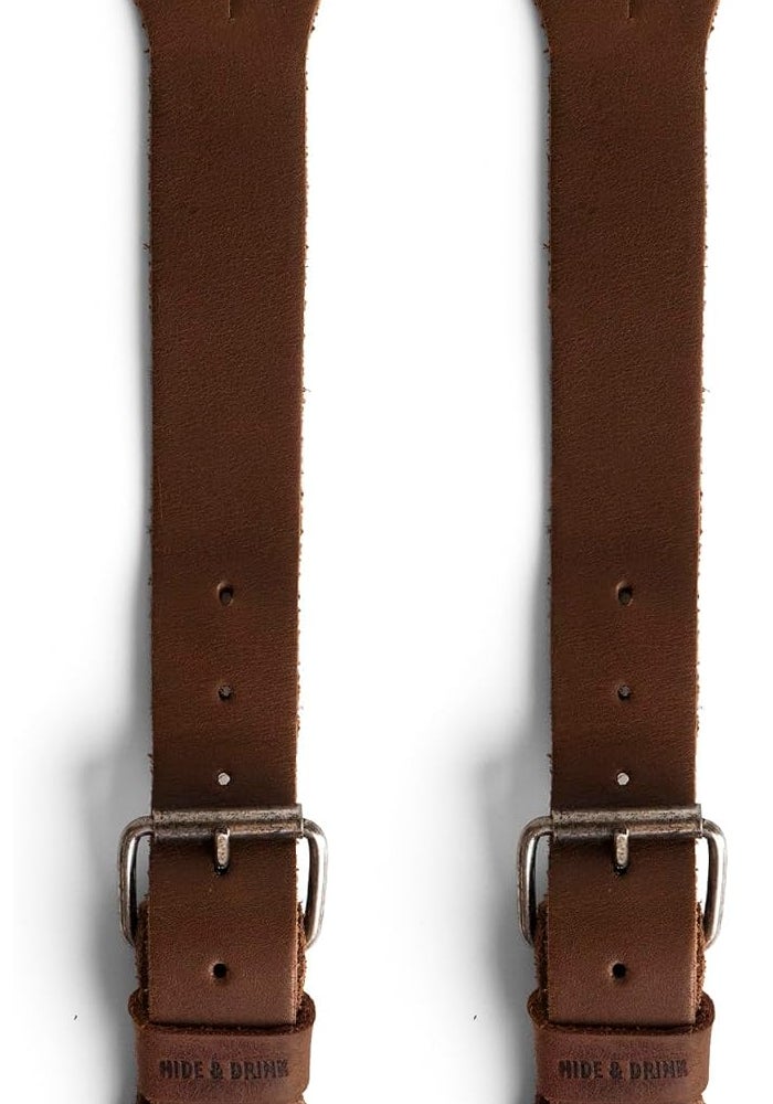 Hide & Drink Sturdy Durable Leather Single Spur Straps - Set of 2 for Cowboy Boots - Handmade Bourbon Brown - Image 1