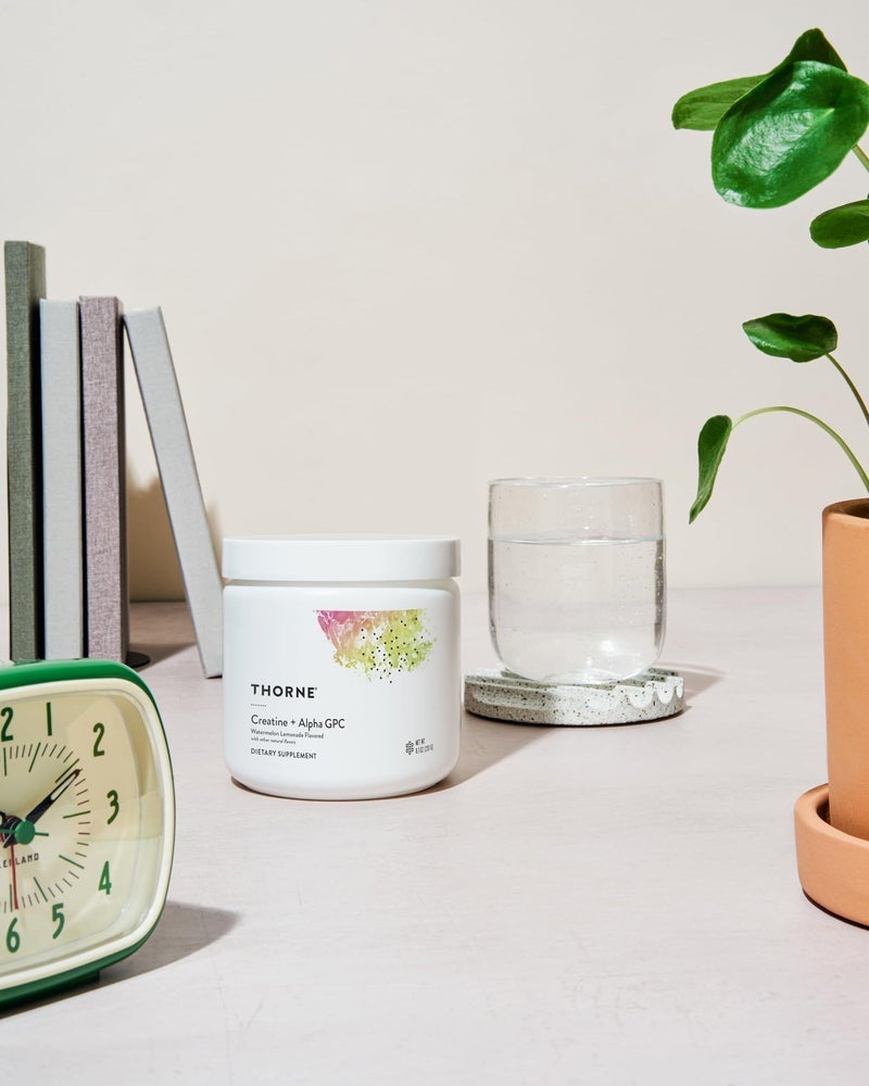 Thorne Creatine + Alpha GPC Watermelon Lemonade Flavored with other natural flavors DIETARY SUPPLEMENT NET WT 8.1 OZ (231 G) - Image 4