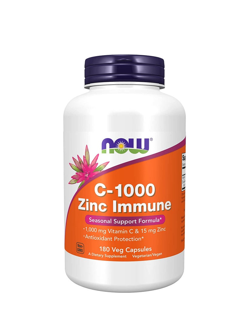 NOW C-1000 Zinc Immune 180 Veg Capsules