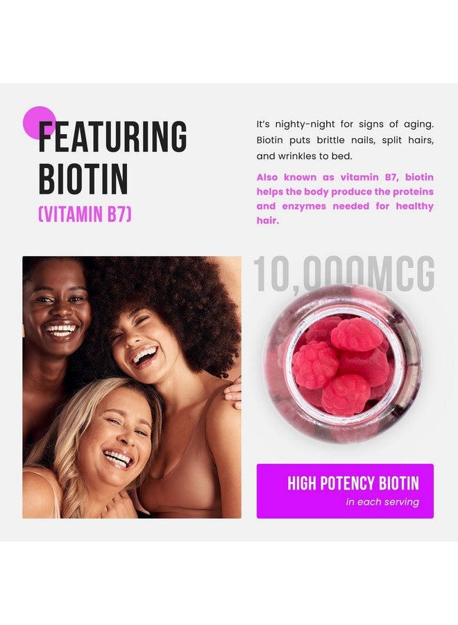 NutraChamps NutraChamps Sugar Free Biotin Gummies 10000mcg [High Potency] - Healthy Hair, Skin & Nails for Women, Men & Kids - 5000mcg in Each Gummy - Vegan, Non-GMO, Hair Health Vitamins Supplement - Raspberry - Image 3