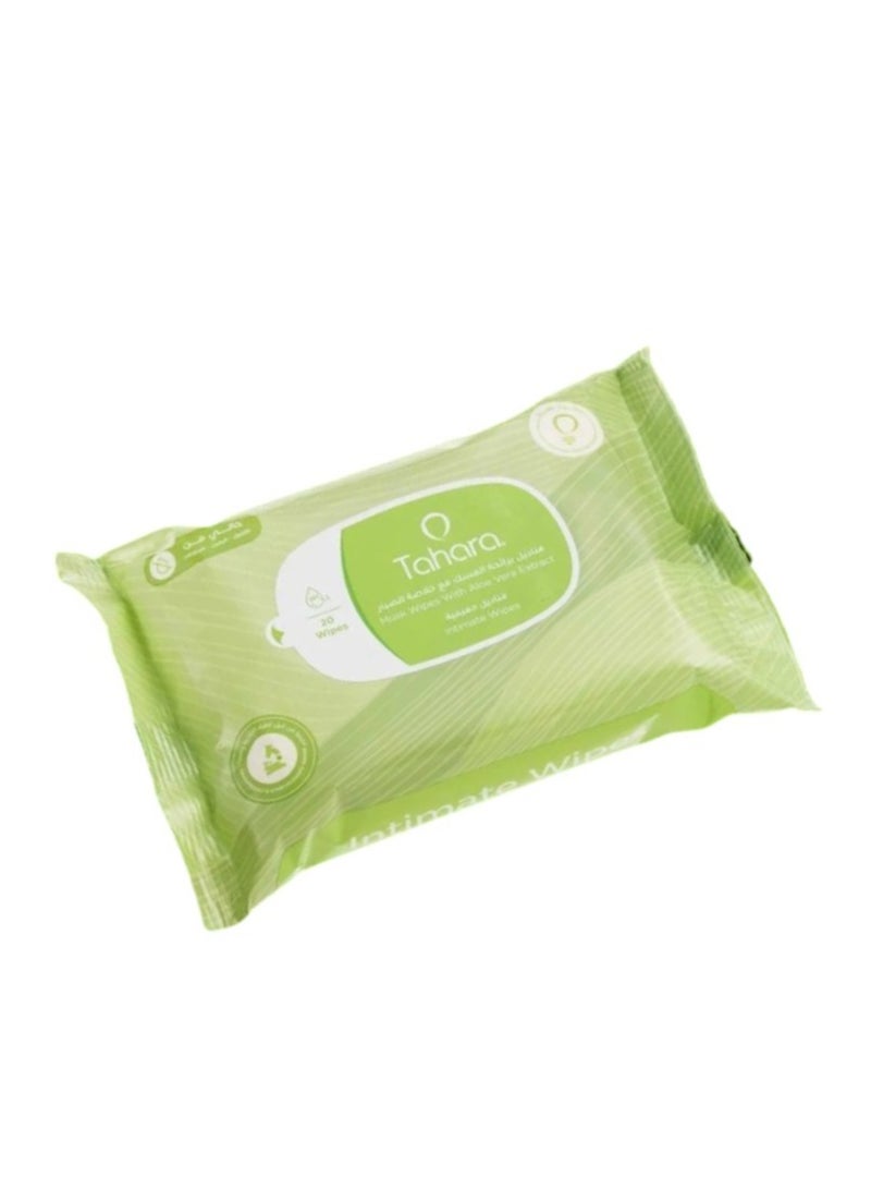 TAHARA 2 Pcs Intimate Musk wipes With Aloe Vera Extract pack contains 20 Pieces wet scented Feminine Wipes 4g 
