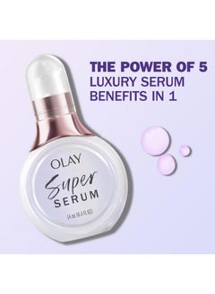 Olay Super Serum Trial Size 5In1 Lightweight Resurfacing Face Serum 0.4 Fl Oz Smoothing Skin Care Treatment With Niacinamide Vitamin C Collagen Peptide Vitamin E And Aha  - Image 2