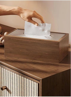 Kutis 1-Piece Wooden Tissue Box Rectangle Shaped Tissue Box Wood Acrylic 19.7x12.7x9.4 Centimeter  - Image 1