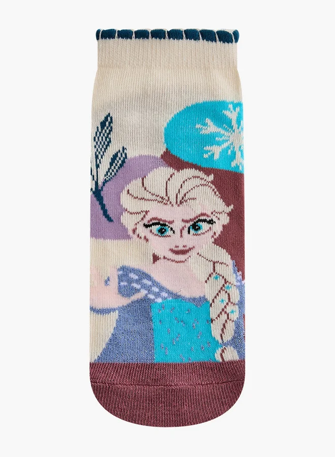 Disney Frozen Print Non Terry Ankle Length Socks - Set of 5