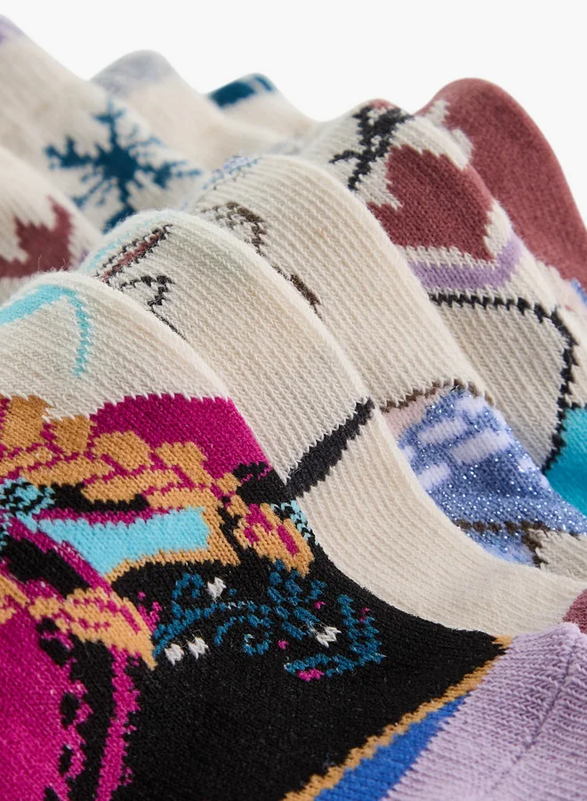 Disney  Frozen Print Non Terry Ankle Length Socks - Set of 5  | Best Price UAE
