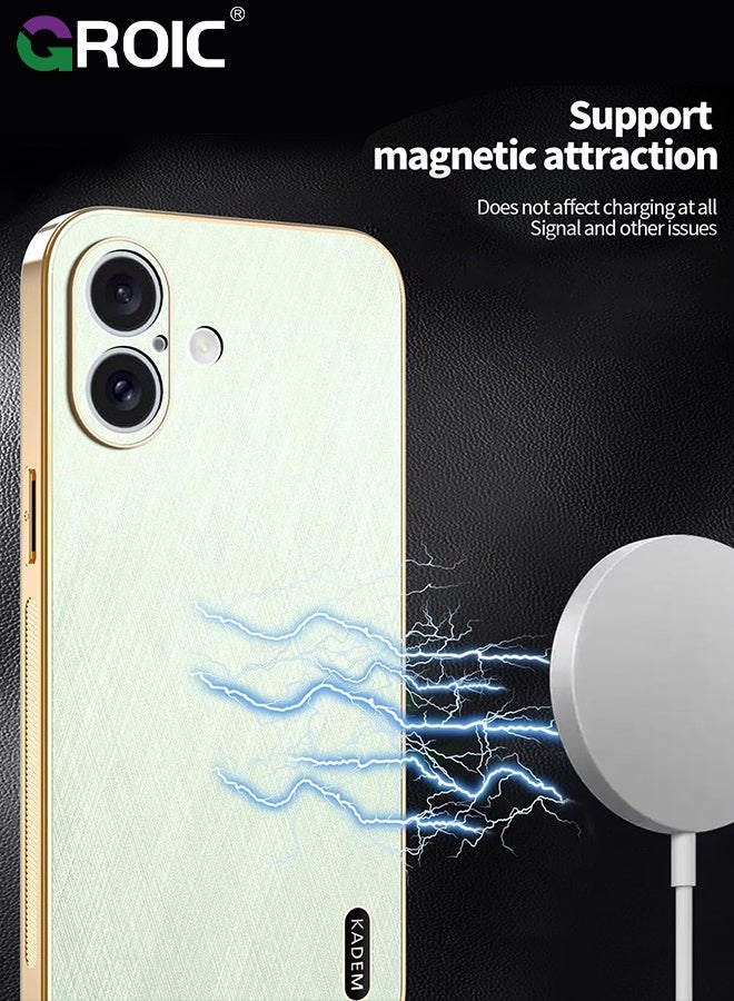 GROIC Case for iphone 17, Slim Shockproof Bamboo Texture Cover with PU Leather Compatible for iphone 17 Cover, TPU Bumper Shockproof Protective Phone Case (Green) - Image 5