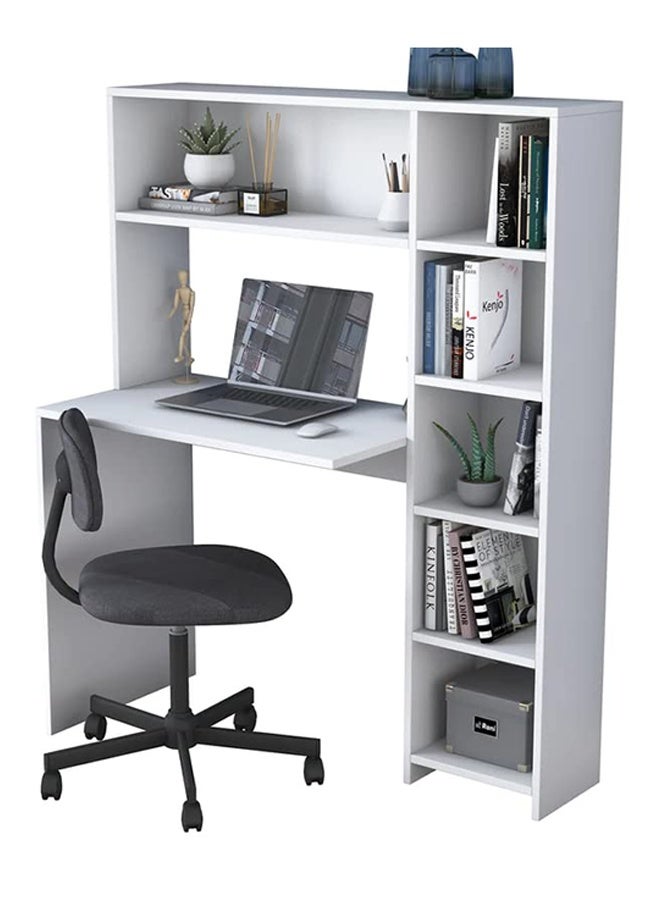 Home Canvas  Computer Desk with Bookshelf and Shelves White - Image 4