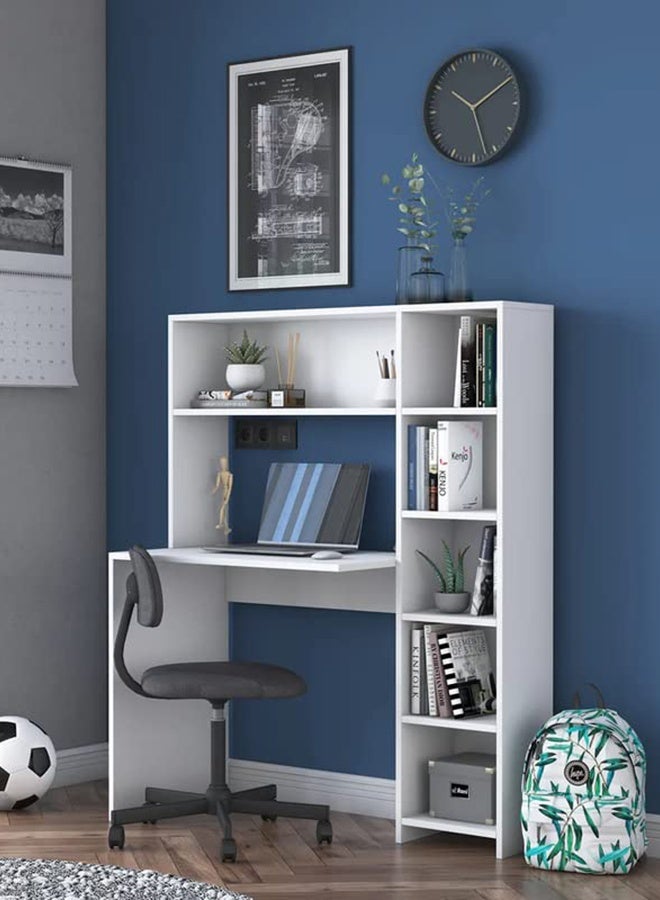 Home Canvas  Computer Desk with Bookshelf and Shelves White - Image 2