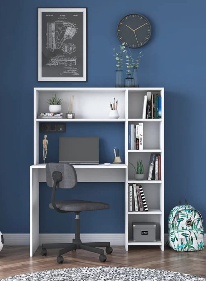 Home Canvas  Computer Desk with Bookshelf and Shelves White - Image 3