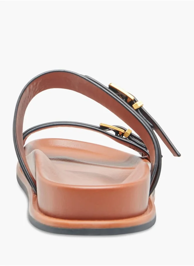 سيليست Womens Buckle Accent Slide Sandals With Slip-On Closure