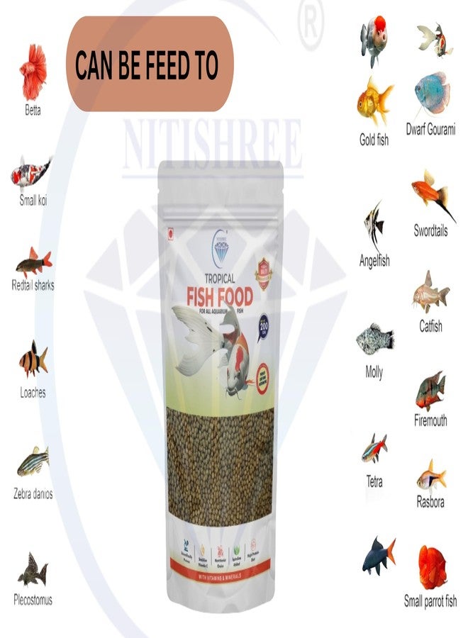 طعام خاص للأسماك (1.8 مم) تغذية يومية لنمو الأسماك الذهبية، وأسماك القرش، وأسماك الجوبي، وأسماك السيكلد، وأسماك الملائكة، وأسماك المولي، وأسماك التترا، وأسماك البيتا، وأسماك الكوي، وأسماك القرش | غني بالبروتين للنمو والصحة وتعزيز اللون (200 جم) - Image 4