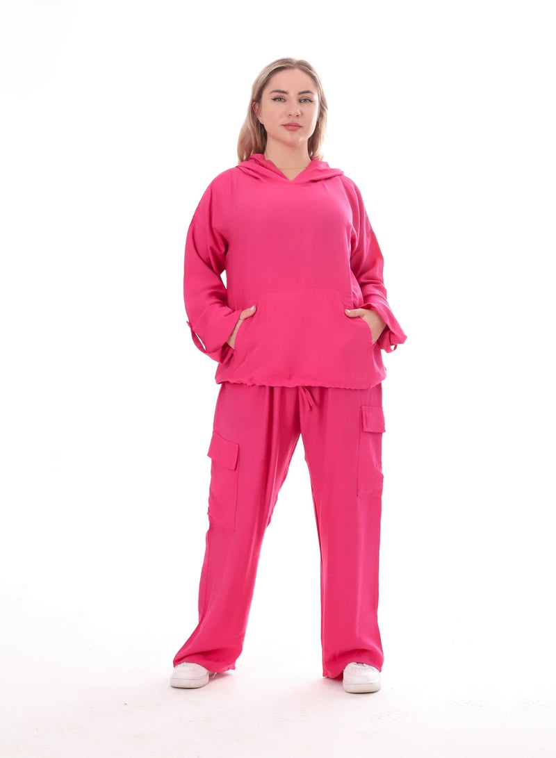 بيبو طقم حريمي سادة بكابتشو - Image 1