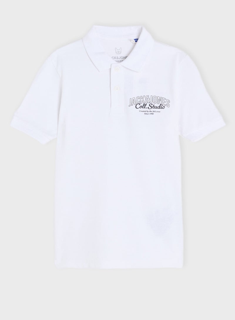 Jack & Jones Junior Kids Jjmakoto Logo Polo - Image 1