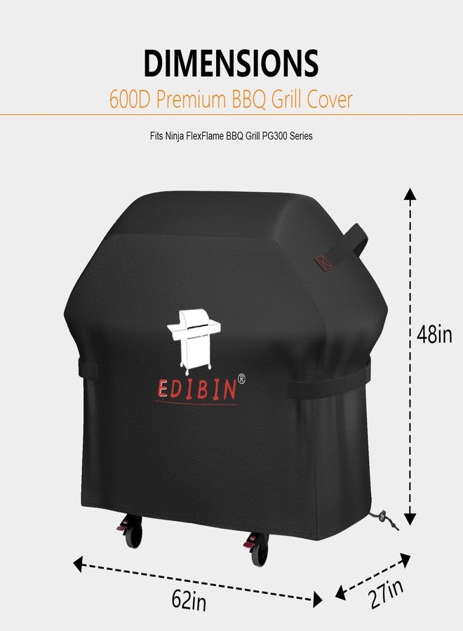 EDIBIN Grill Cover for Ninja FlexFlame 5-in-1 Cooking System 3 Burner Grill and Smoker PG301,Premium Water-Resistant Griddle Cover for Ninja PG300 Series, Exclusively fits PG300 Series BBQ Grill - Image 2