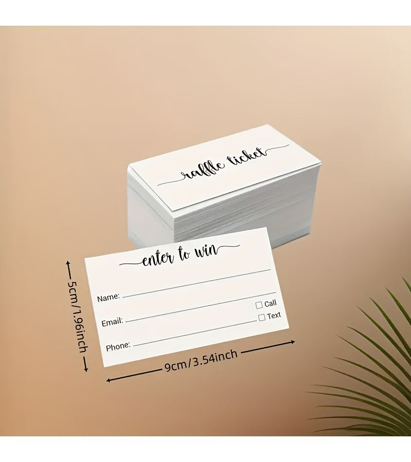 100 بطاقة دخول للسحب مع حقول معلومات الاتصال، نموذج تسجيل للفعاليات واليانصيب والمسابقات والهدايا المجانية. - Image 2