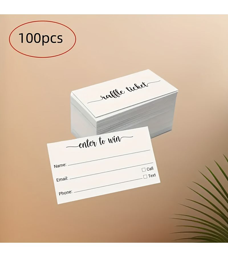 100 بطاقة دخول للسحب مع حقول معلومات الاتصال، نموذج تسجيل للفعاليات واليانصيب والمسابقات والهدايا المجانية. - Image 1