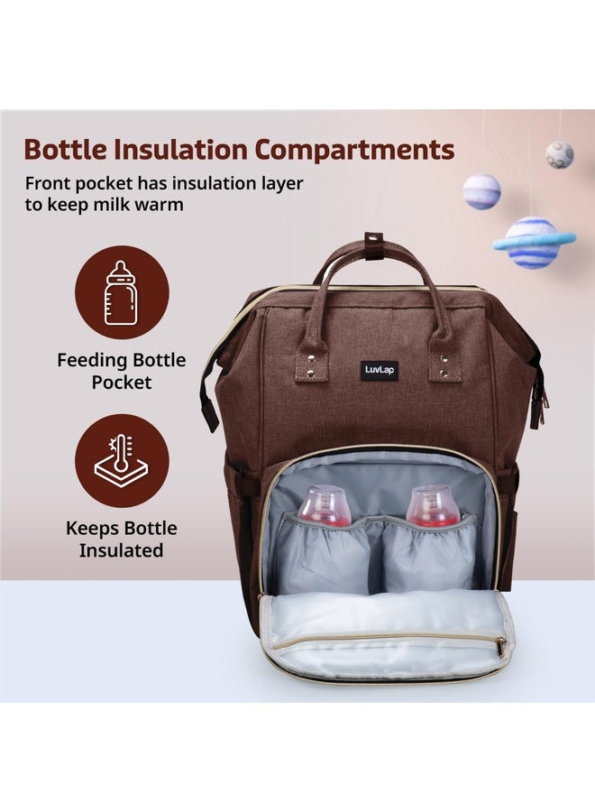 Luvlap Lily Multifunctional Waterproof Diaper Bag for Mothers for Travel, Mother Travelling Bag, Backpack Cum Tote bag for Mothers, Large storage capacity with 15 pockets (Brown) - Image 3