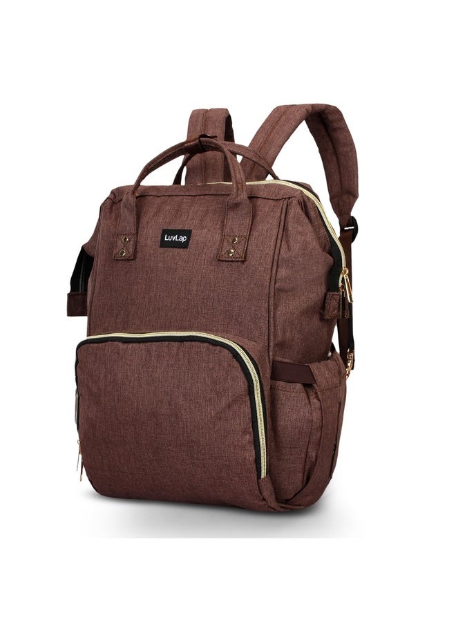 Luvlap Lily Multifunctional Waterproof Diaper Bag for Mothers for Travel, Mother Travelling Bag, Backpack Cum Tote bag for Mothers, Large storage capacity with 15 pockets (Brown)